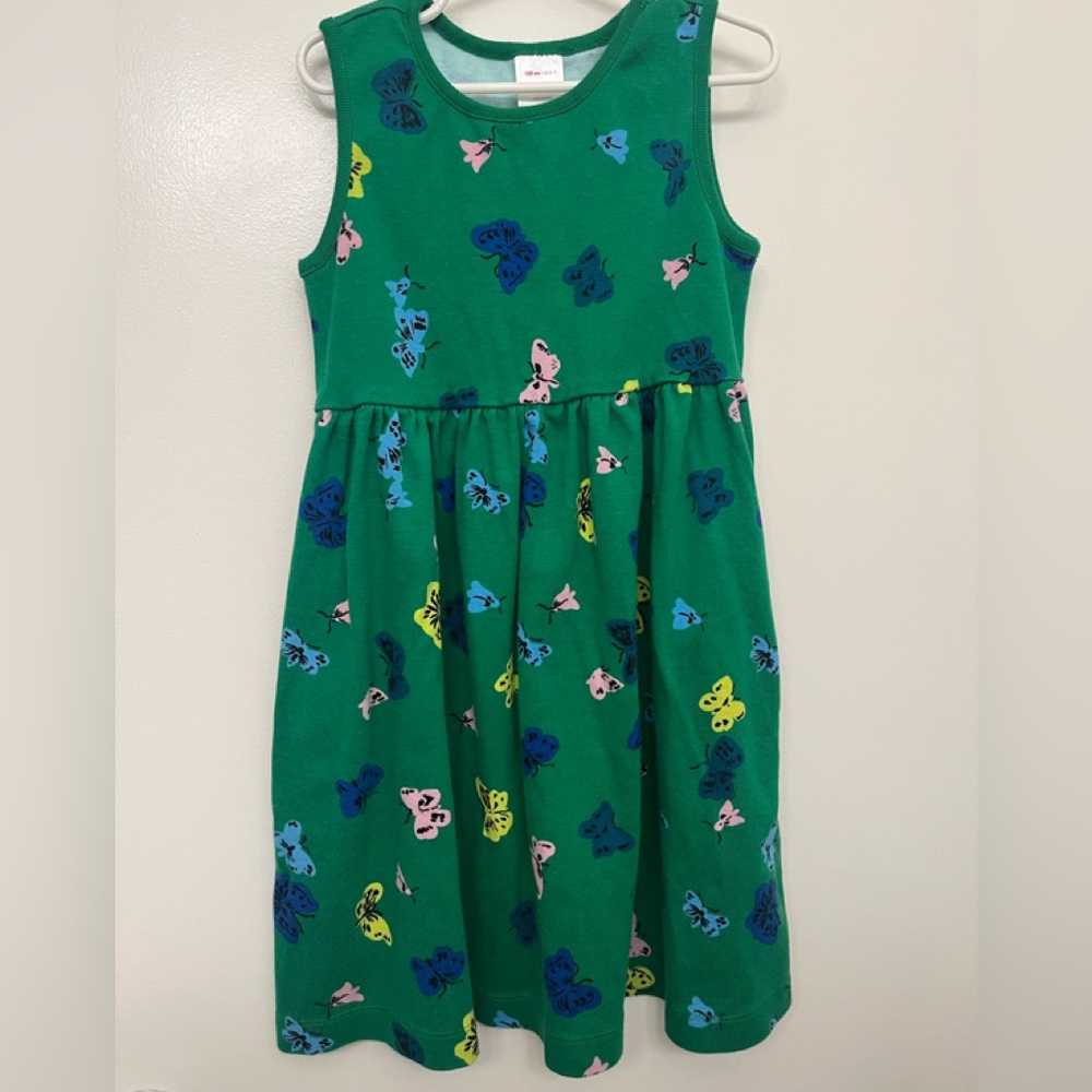 Hanna Andersson Green Dress with Colorful Butterfly Print